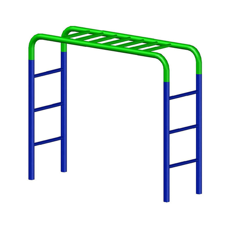 Green‑Blue Fixed‑Size Monkey‑Bar Climbing Frame for In‑Ground Installation