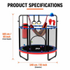 55 Inch 5in1 Kids Trampoline with Punching Bag Swing Rings