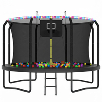 7-shaped Luxury Outdoor Trampoline with LED Lights Basketball Hoop