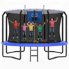 7-shaped Luxury Outdoor Trampoline with LED Lights Basketball Hoop