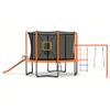 Outdoor Trampoline with Swing Set Slide Basketball Hoop