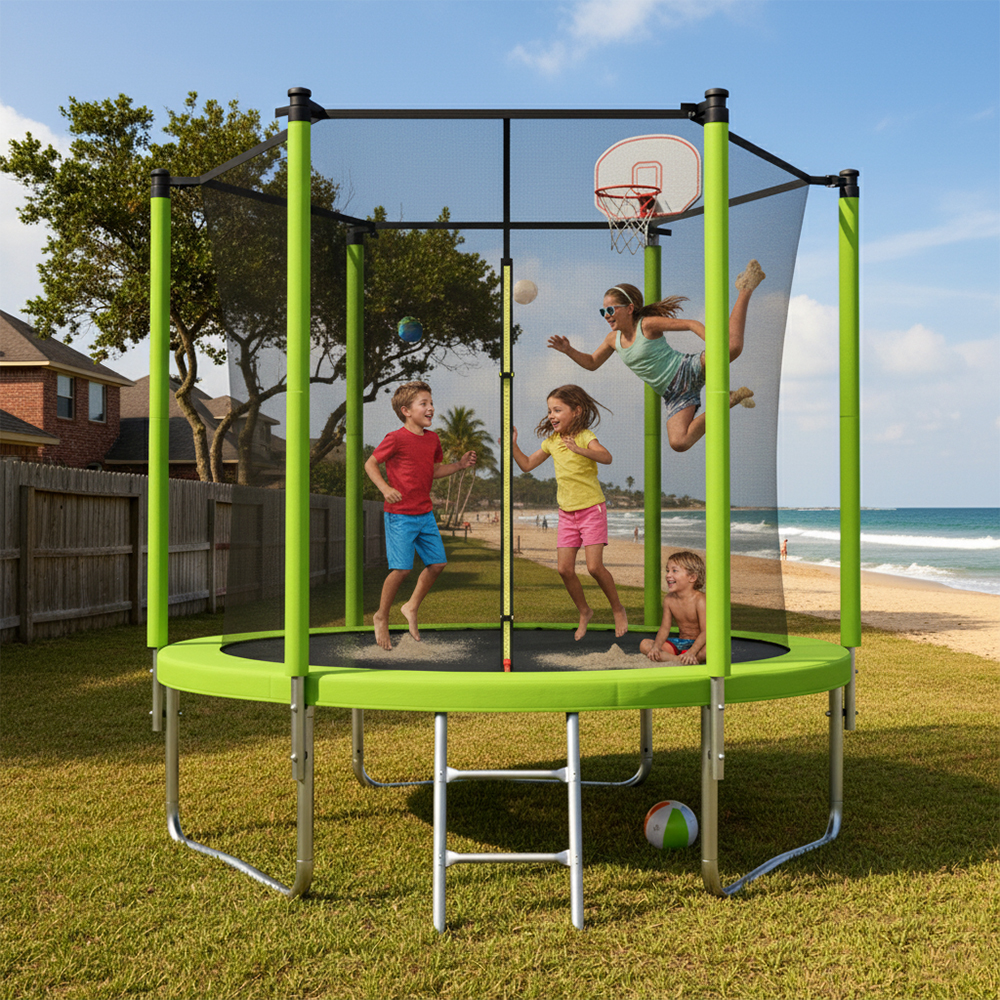 Outdoor trampoline safety and setup