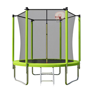 Outdoor Round Trampoline with Basketball Hoop Safety Net