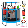55 Inch 6in1 Kids Trampoline with Basketball Hoop Punching Bag