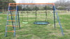 2‑Seat Metal Swing Set with Dual‑Side Climbing Frame