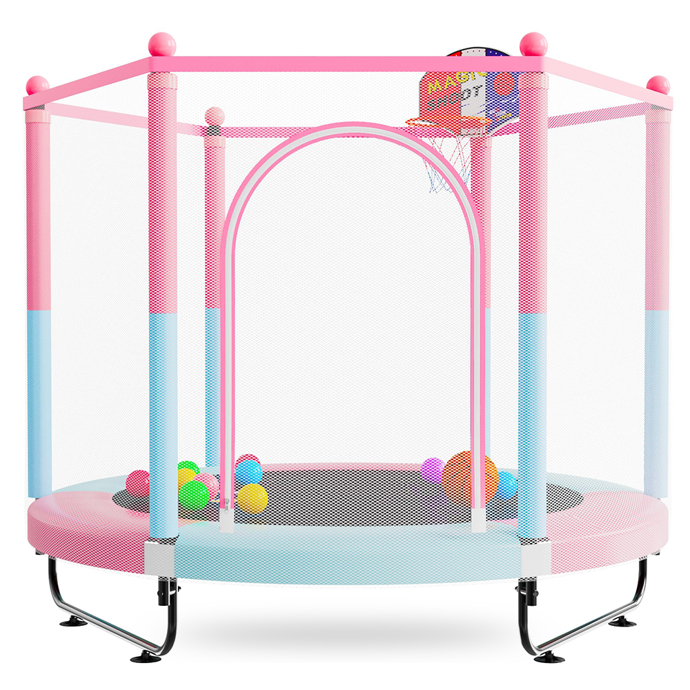 60 Inch 3in1 Kids Trampoline with Basketball Hoop Ball Pit